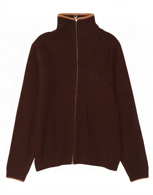 Lee Herre grafisk cardigan sweater medium brun uld