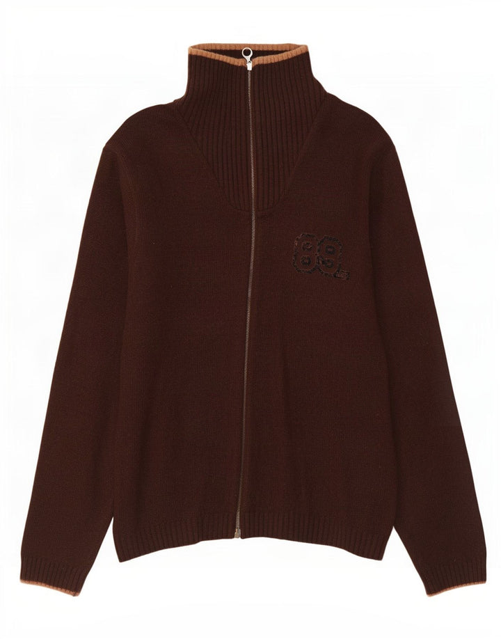 Lee Herre grafisk cardigan sweater medium brun uld