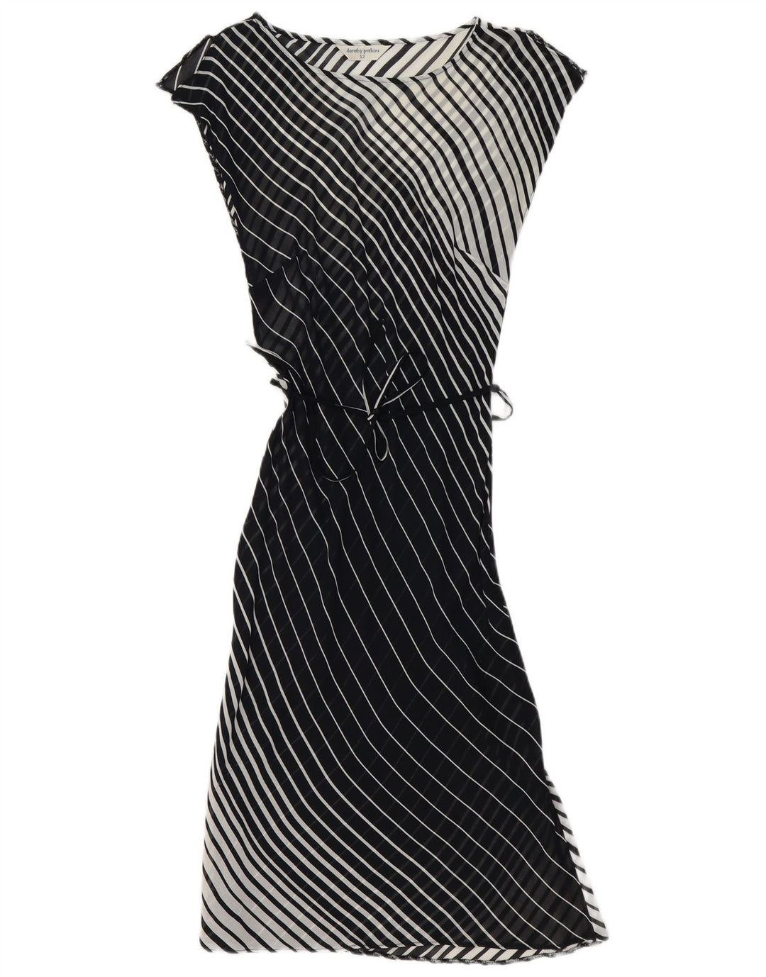 Dorothy Perkins Dame Ærmeløs Basic Kjole UK 12 Medium Sort Stribet