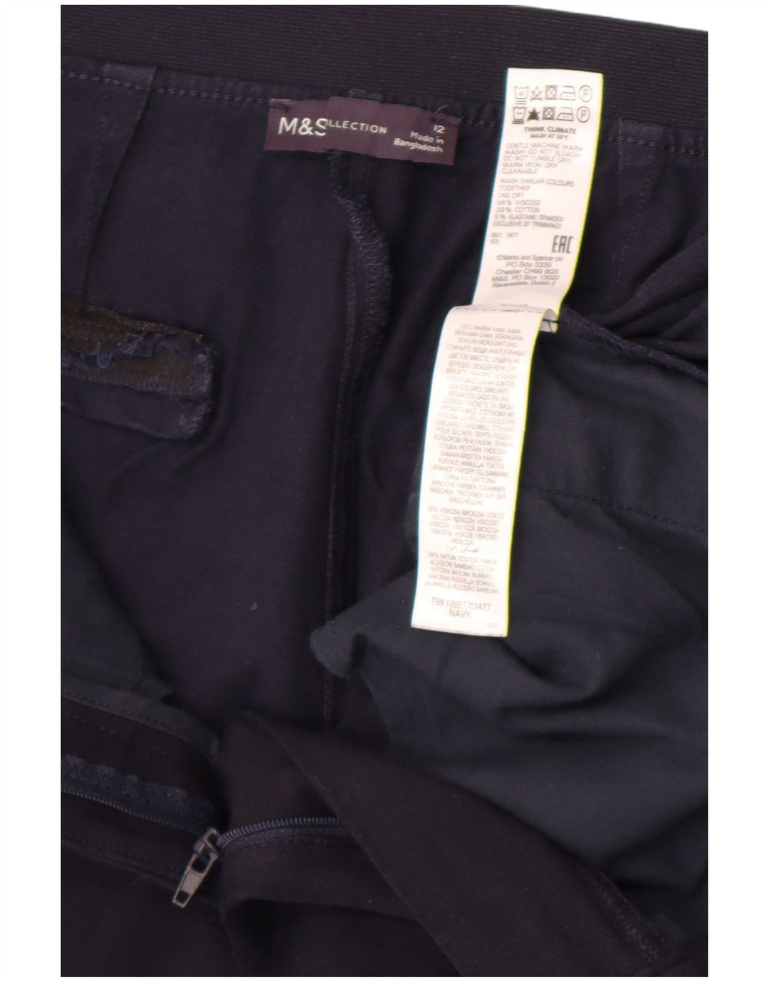 Marks & Spencer jakkesætsbukser til kvinder UK 12 Medium W30 L26 Marineblå
