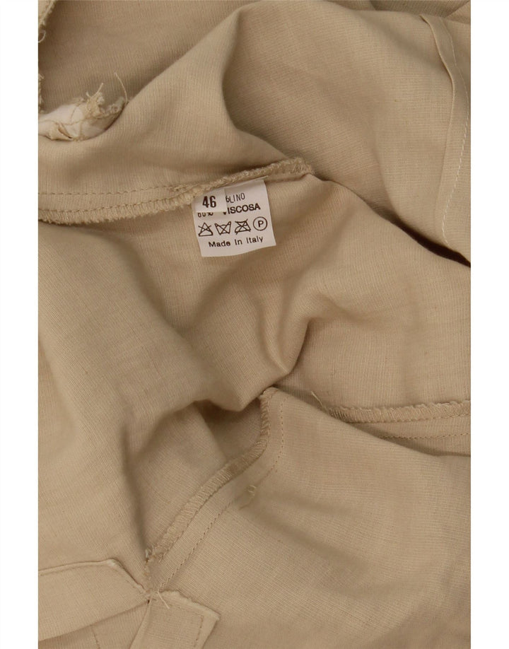 VINTAGE kortærmet 3-knaps blazerjakke til kvinder IT 46 Large Beige