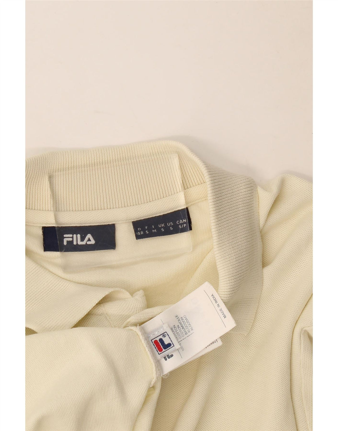 Fila Polo skjorte til mænd, lille råhvid bomuld