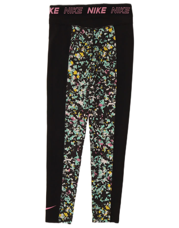 NIKE Piger Dri Fit grafiske leggings 12-13 år Stor sort plettet