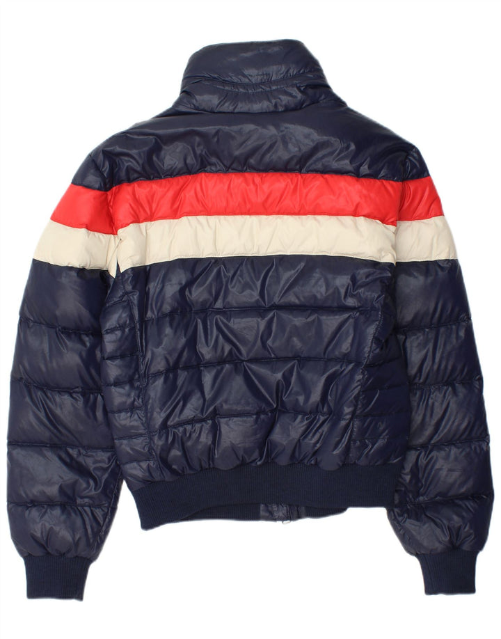 Crust Herre Bomber Polstret Jakke UK 38 Medium Navy Blue Colourblock