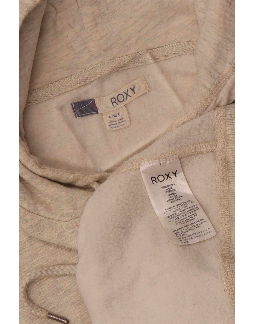 ROXY Grafisk hættetrøjetrøje til kvinder UK 16 Large Beige Flecked Polyester