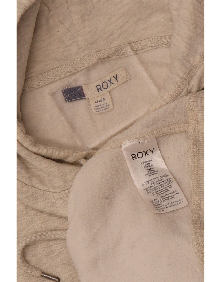 ROXY Grafisk hættetrøjetrøje til kvinder UK 16 Large Beige Flecked Polyester