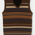 Zara Herre Vest Tank Top Stor brun stribet akryl