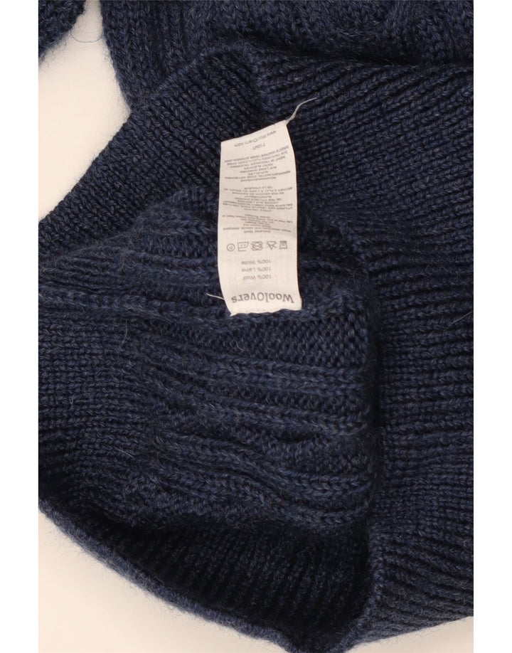 WoolOvers Herre Crew Neck Jumper Sweater Medium Navy Blue Uld