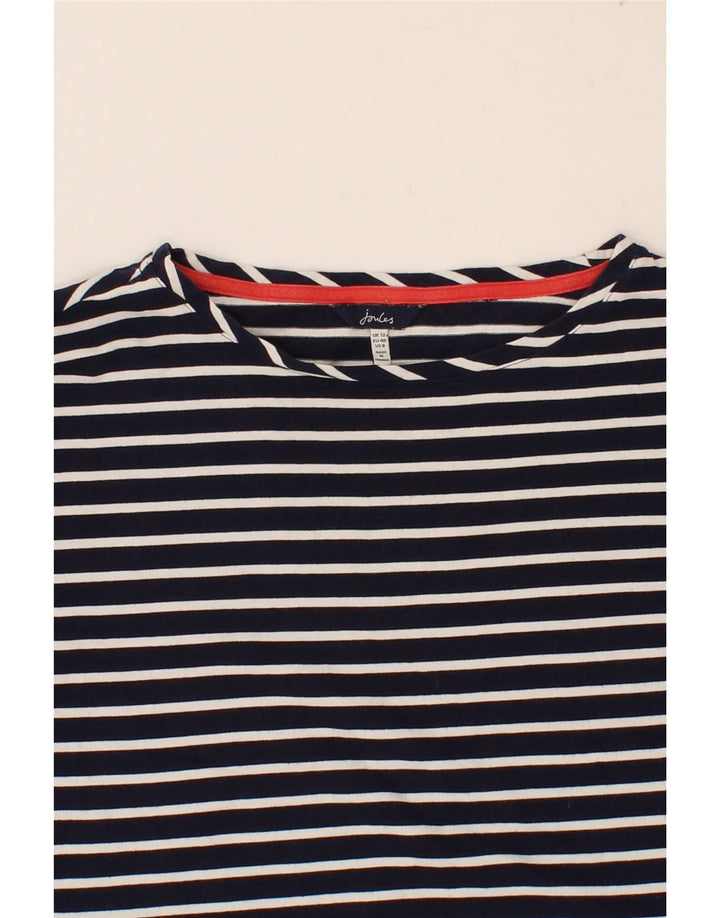 JOULES Womens Top Long Sleeve UK 12 Medium Navy Blue Striped Cotton Vintage Joules and Second-Hand Joules from Messina Hembry 