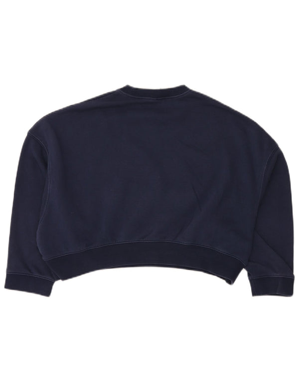 NIKE Girls Crop Oversized Sweatshirt Jumper 10-11 år Medium Navyblå