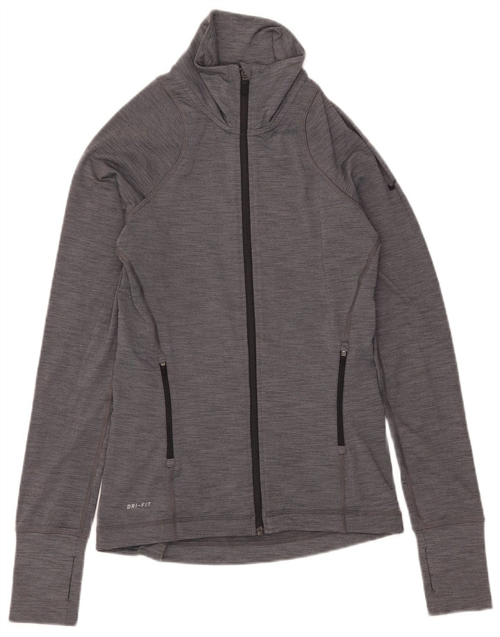 Nike Dame Dri Fit træningsdragt Topjakke UK 10 Small Grey Flecked