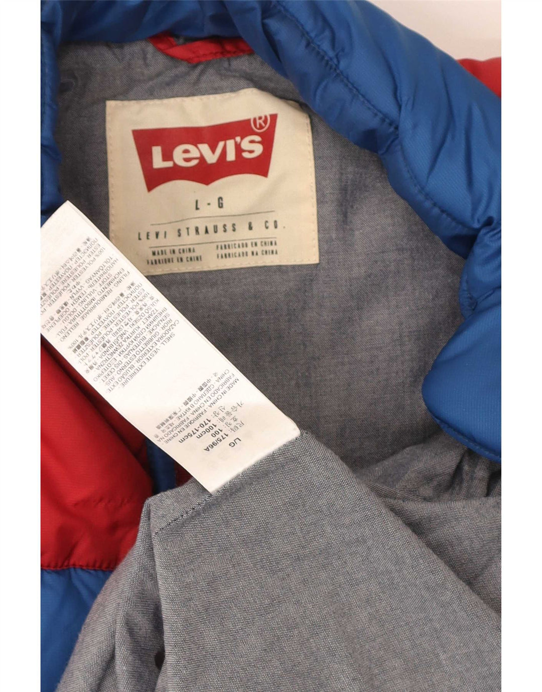 Levi's Herre polstret Gilet UK 40 Large Blue Colourblock Polyester