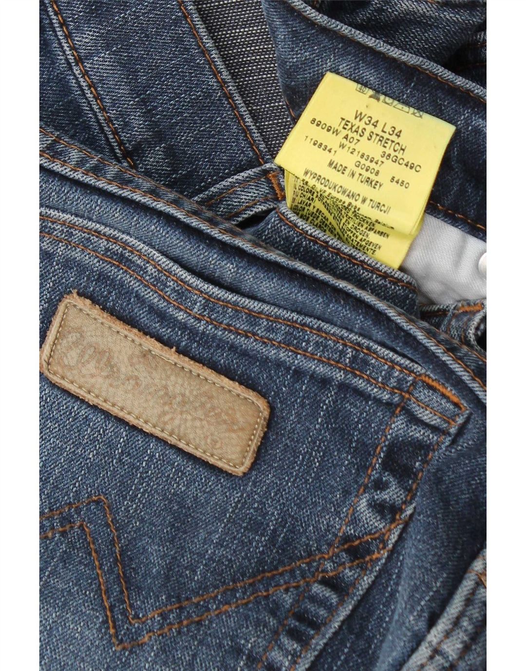 Wrangler Herre Texas Stretch Straight Jeans W34 L34 Blå Bomuld