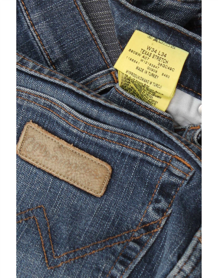 Wrangler Herre Texas Stretch Straight Jeans W34 L34 Blå Bomuld