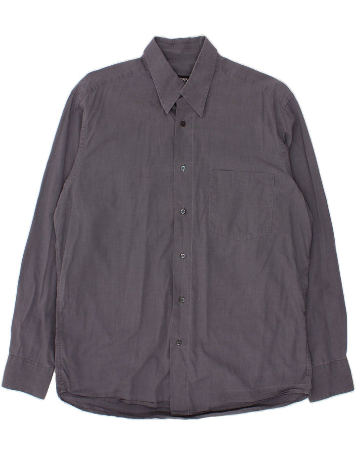 HUGO BOSS Mens Shirt Size 40 Medium Grey Cotton Vintage Hugo Boss and Second-Hand Hugo Boss from Messina Hembry 