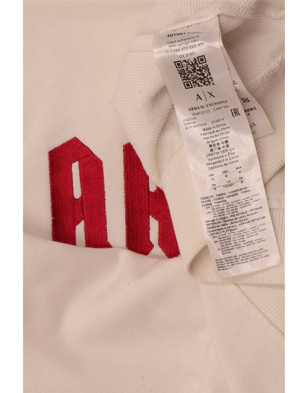 Armani Exchange Womens Grafisk Sweatshirt Jumper UK 14 Medium White Bomuld