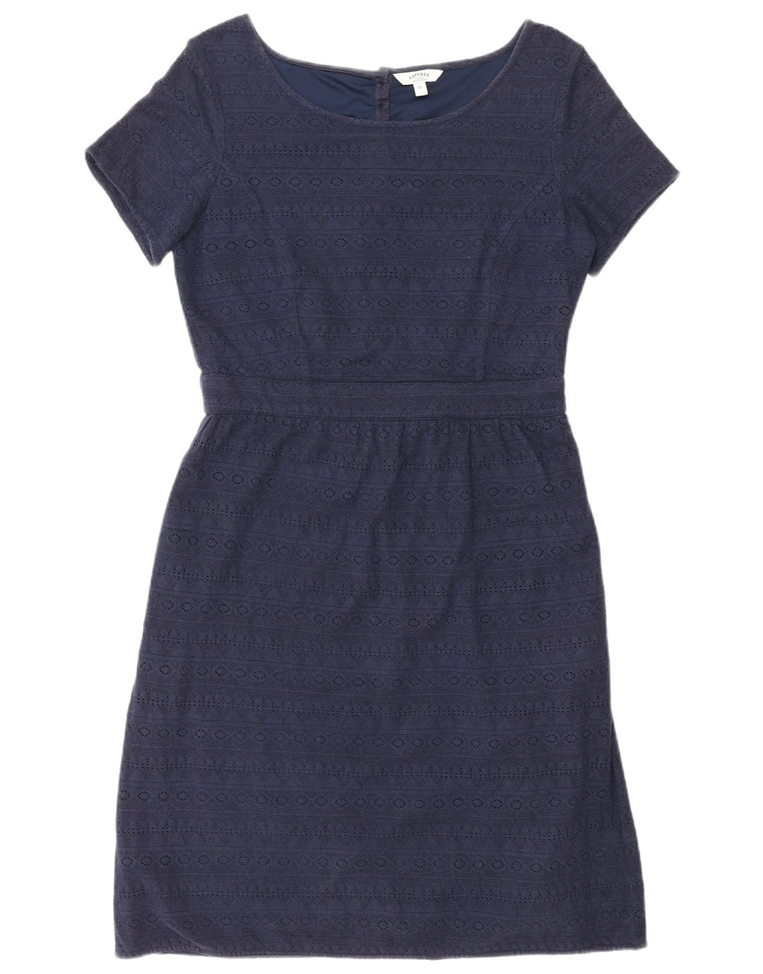 Fat Face Kvinders Skede Kjole UK 12 Medium Navy Blue Geometrisk Bomuld