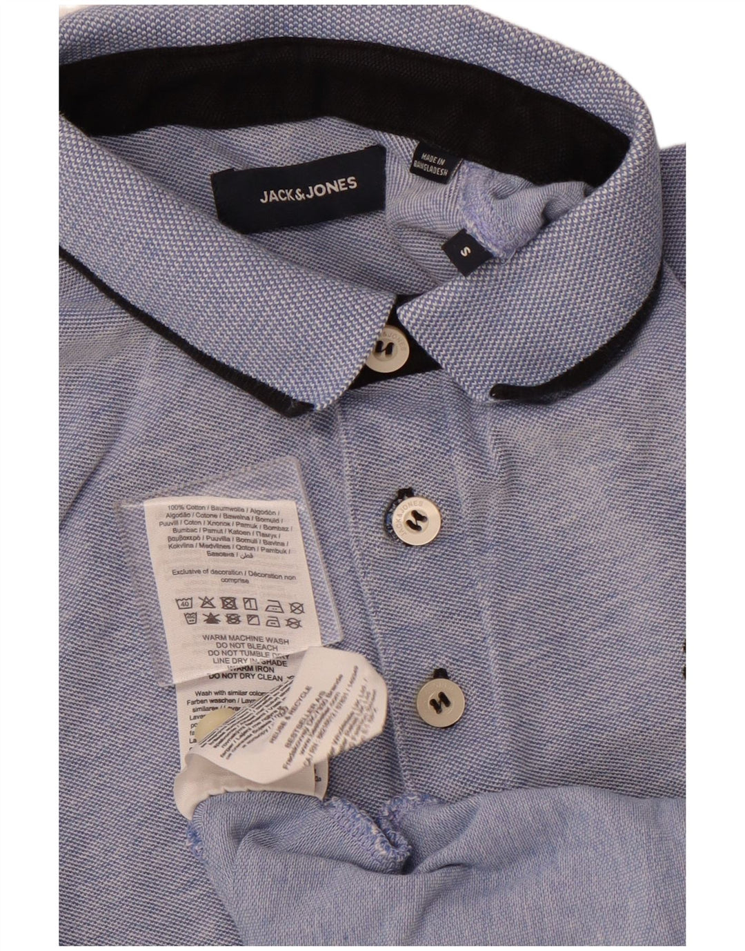 JACK & JONES Poloskjorte til mænd, lille blå flækket bomuld
