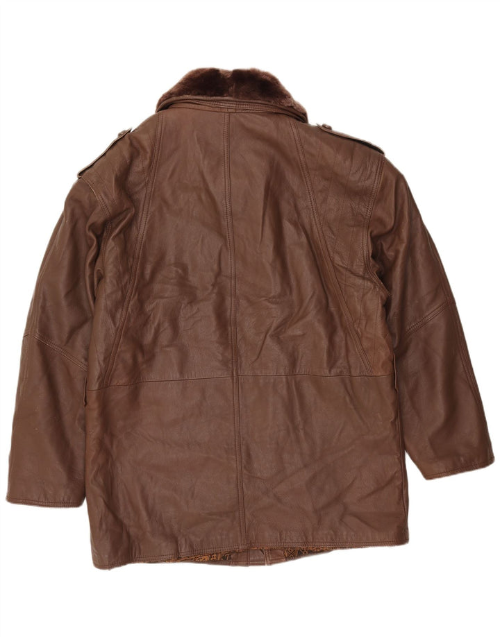 Vintage herre læderjakke IT 52 XL brunt læder