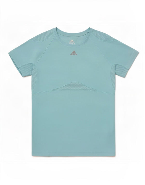 Adidas Dame T-Shirt Top UK 10 Small Blue Polyester