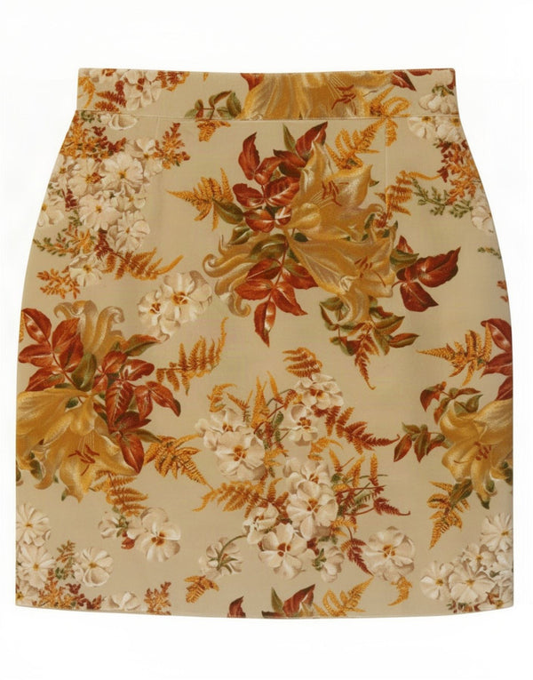 Jungle Kenzo Kvinder Højtalje Pencil Skirt IT 38 XS W24 Beige Floral