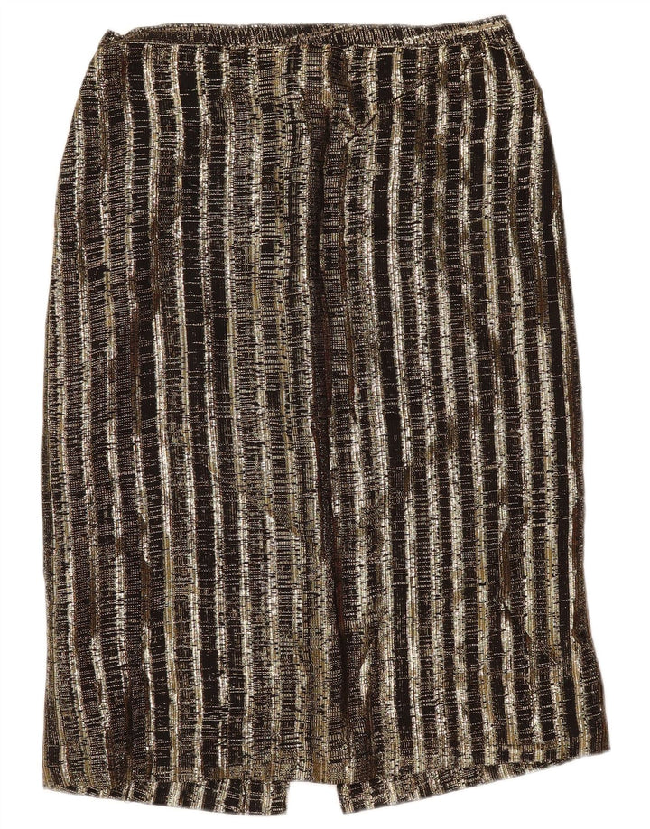 Vintage kvinders 2-delt nederdelsæt UK 14 Medium W29 Brun stribet