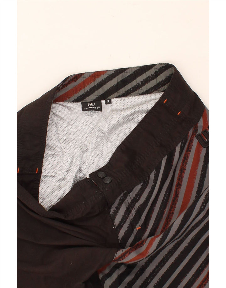 CONVERSE Mens Graphic Sport Shorts Small  Black Striped Polyester Vintage Converse and Second-Hand Converse from Messina Hembry 