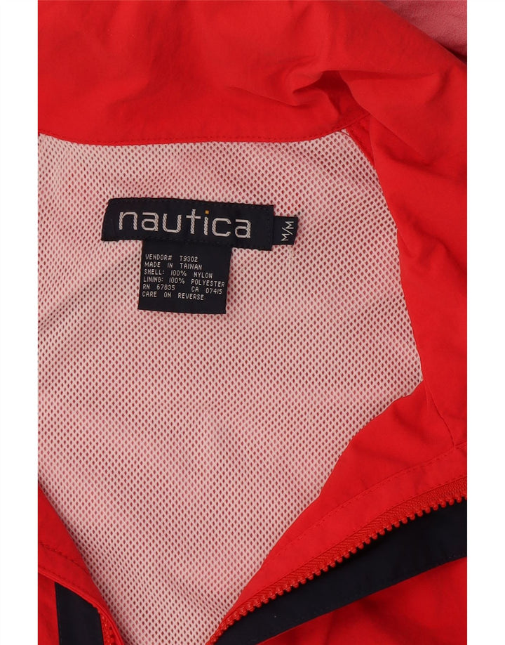 NAUTICA Regnjakke med hætte til mænd UK 38 Medium Rød Nylon