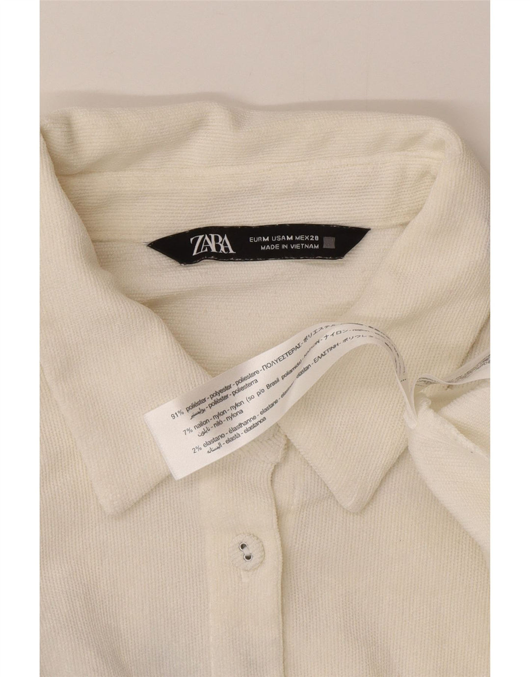 Zara Oversized skjorte til kvinder UK 14 Medium White Polyester