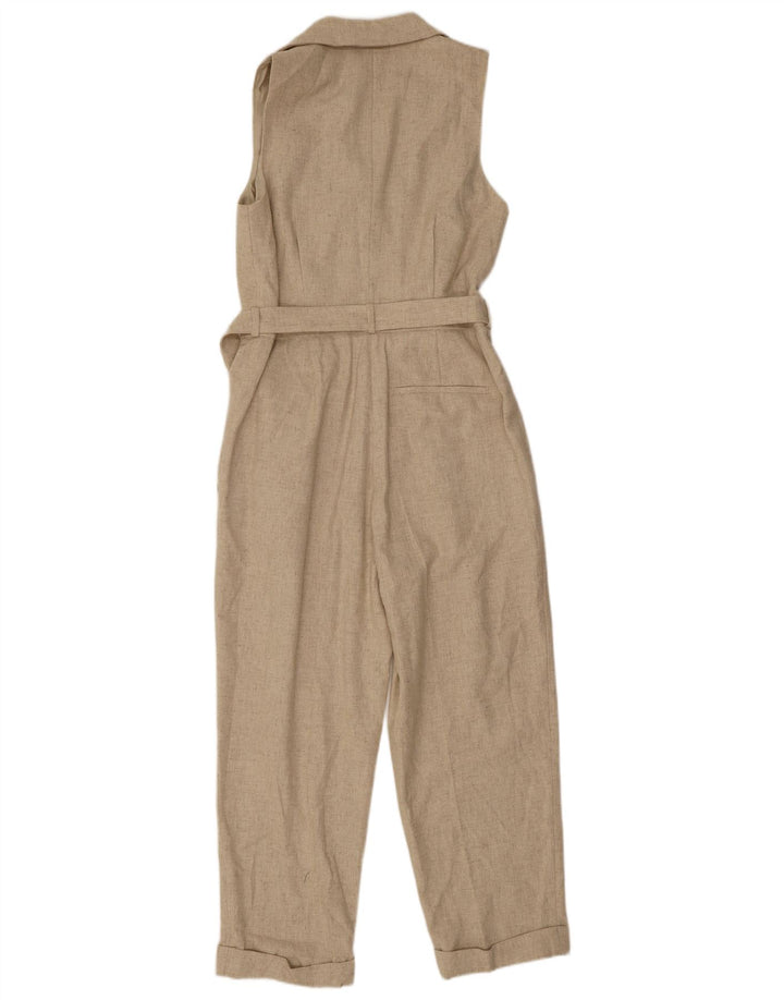 Reiss Dame Ærmeløs Jumpsuit UK 12 Medium Beige Uld