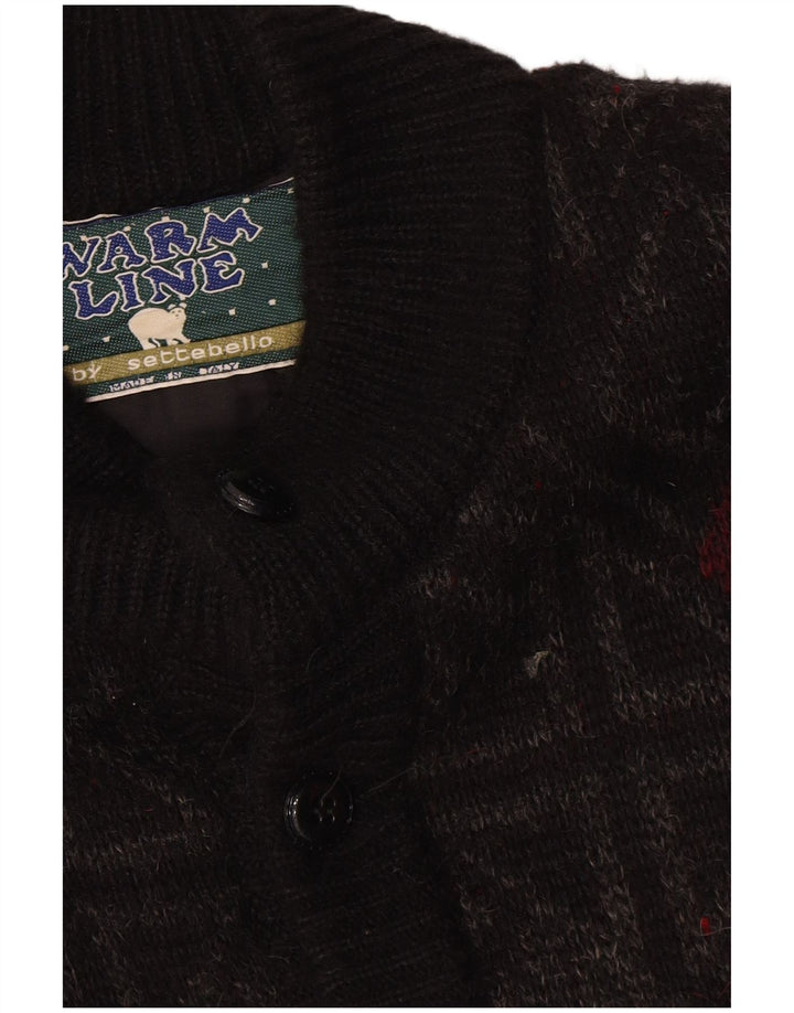 VINTAGE Herre cardigan sweater XL Sort geometrisk uld