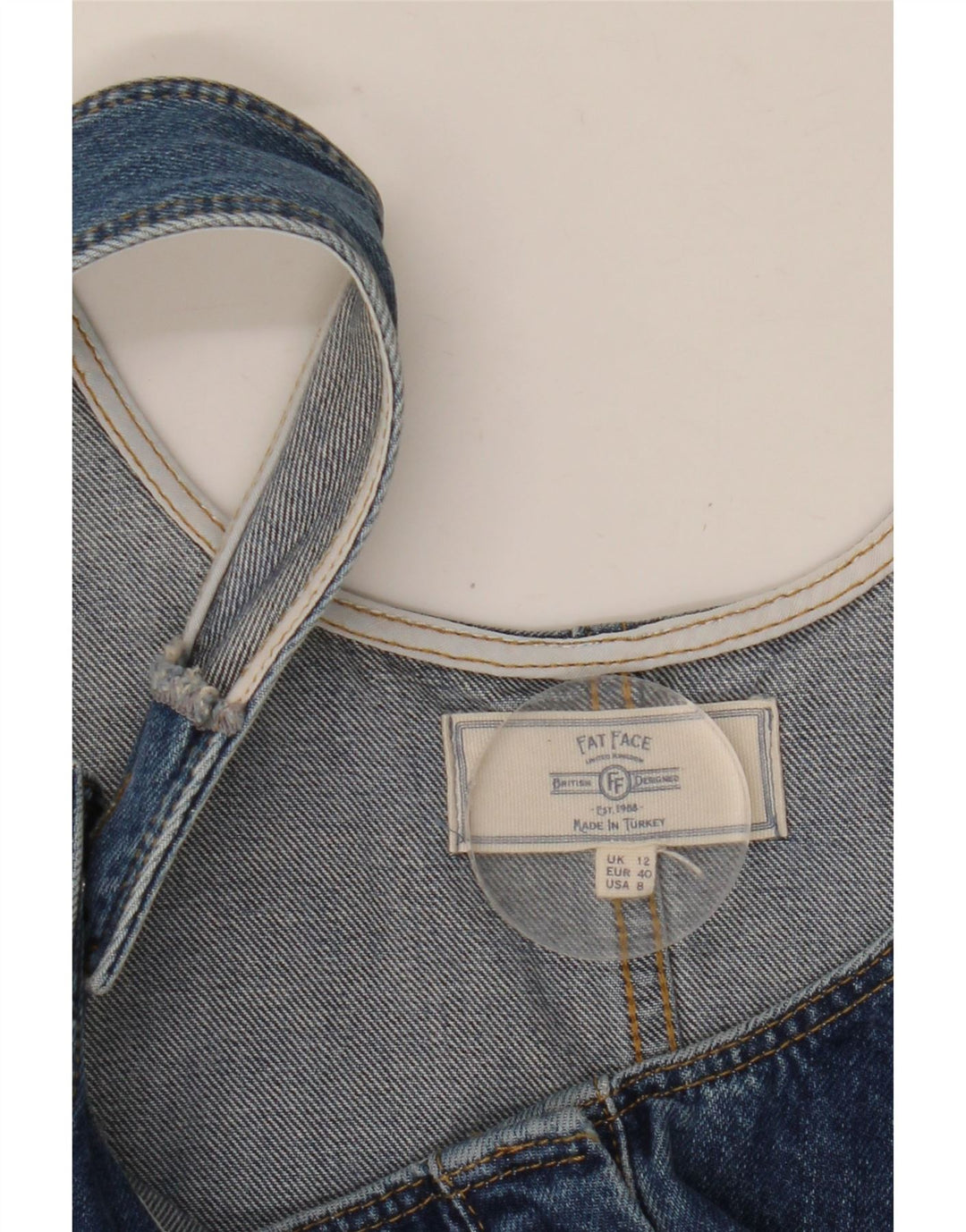 Fat Face Dame Denim Dungaree Dress UK 12 Medium Blue