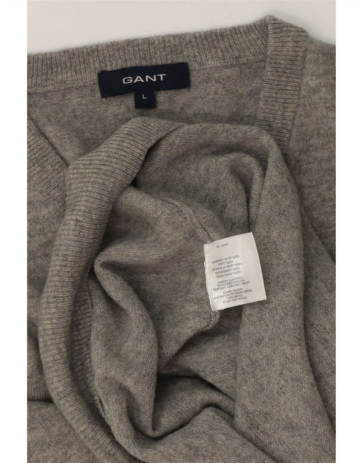 Gant Herre V-hals sweater Stor grå lammeuld