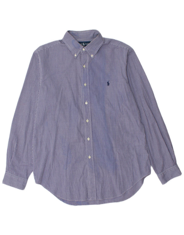 Ralph Lauren Herre Classic Fit skjorte størrelse 16 Large Blue Gingham Cotton