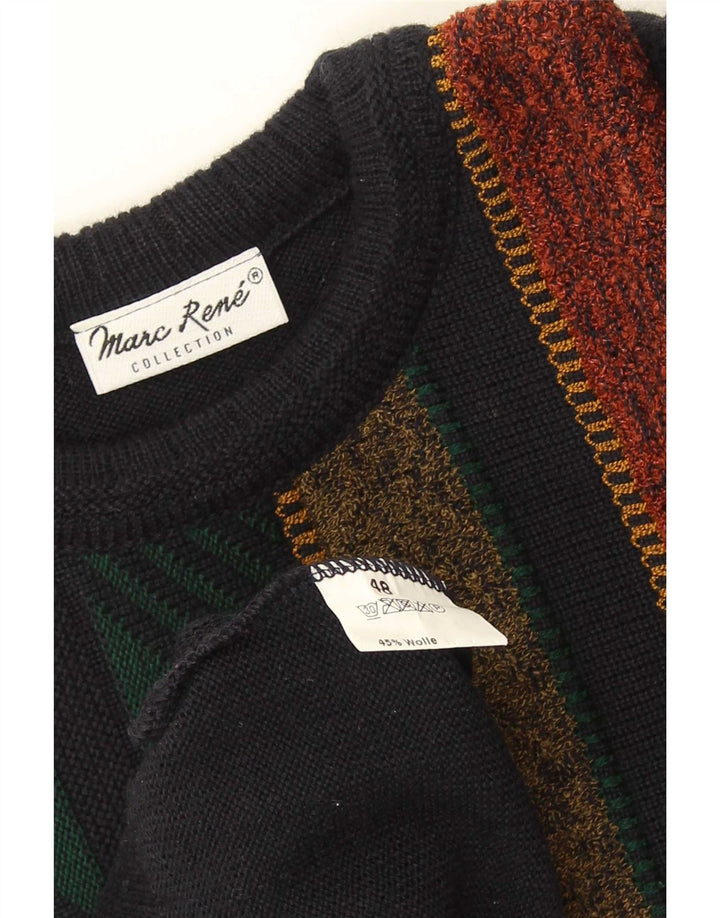 Marc Rene Herre Crew Neck Jumper Sweater IT 48 Mellem marineblå stribet uld