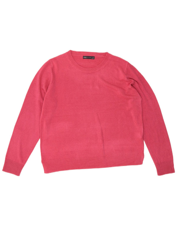 Marks & Spencer Dame Boat Neck Jumper Sweater UK 18 XL Pink Akryl