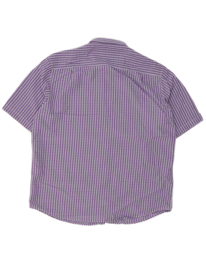 JAMES PRINGLE Kortærmet Herreskjorte Stor lilla Gingham Polyester