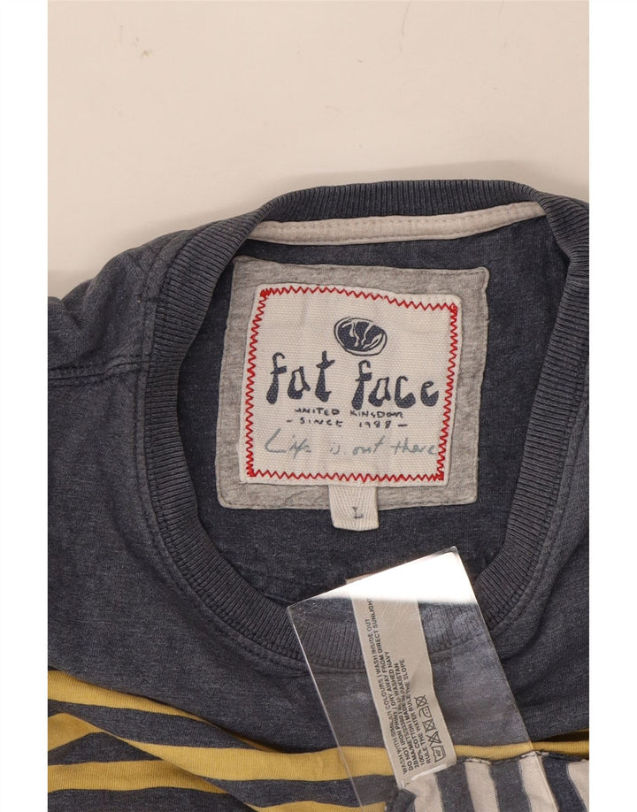 FAT FACE Mens T-Shirt Top Large Navy Blue Striped Cotton Vintage Fat Face and Second-Hand Fat Face from Messina Hembry 