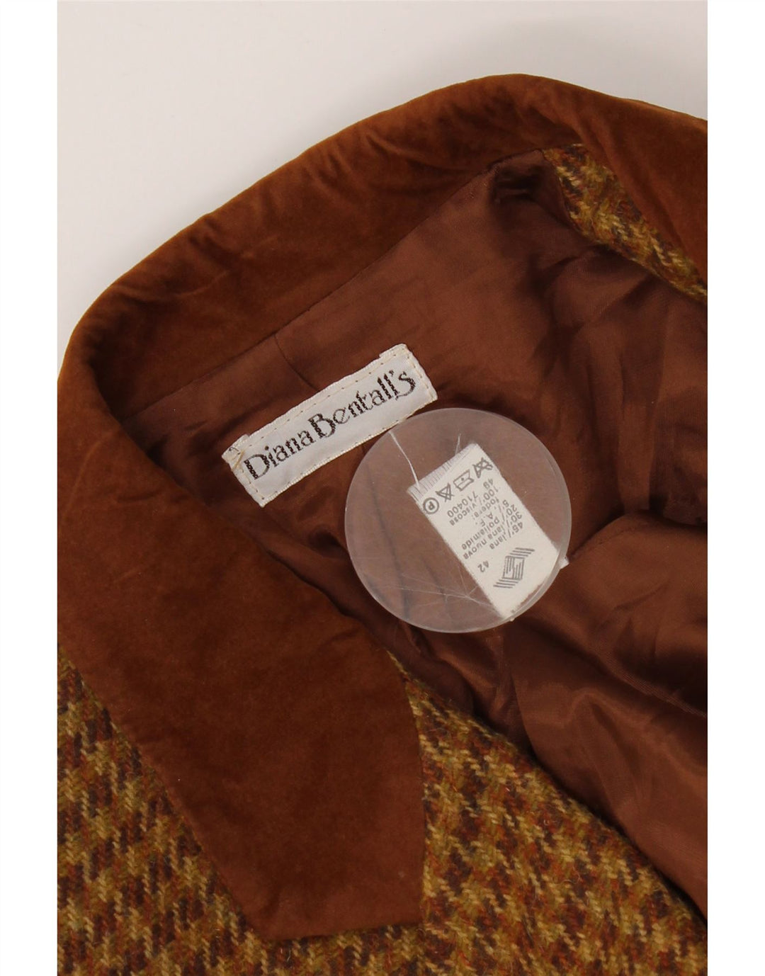 Diana Bentall's Dame Blazer Jacket IT 42 Medium Brown Houndstooth