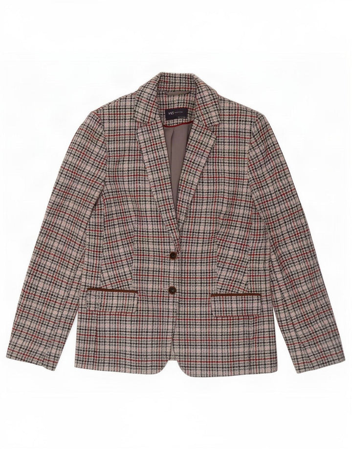 Marks & Spencer Dame 2-knaps blazerjakke UK 10 Small Grey Houndstooth