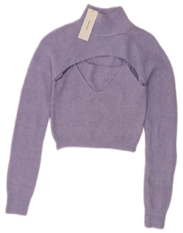 Urban Outfitters Dame Crop Turtle Neck Jumper Sweater UK 12 Medium Blue