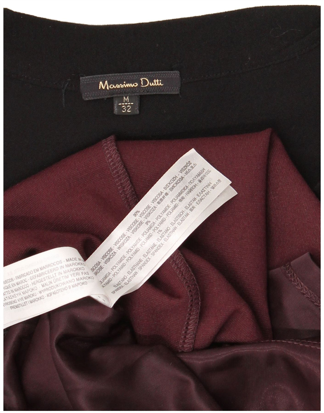MASSIMO DUTTI Dame A-Line Kjole UK 12 Medium Sort Colourblock