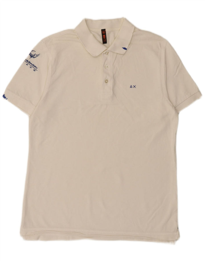Sun68 Herre Grafisk Polo Shirt Medium White