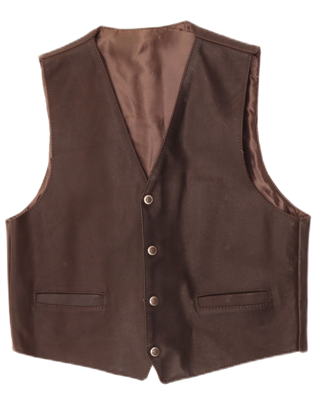 Vintage herre læder vest mellem brunt læder