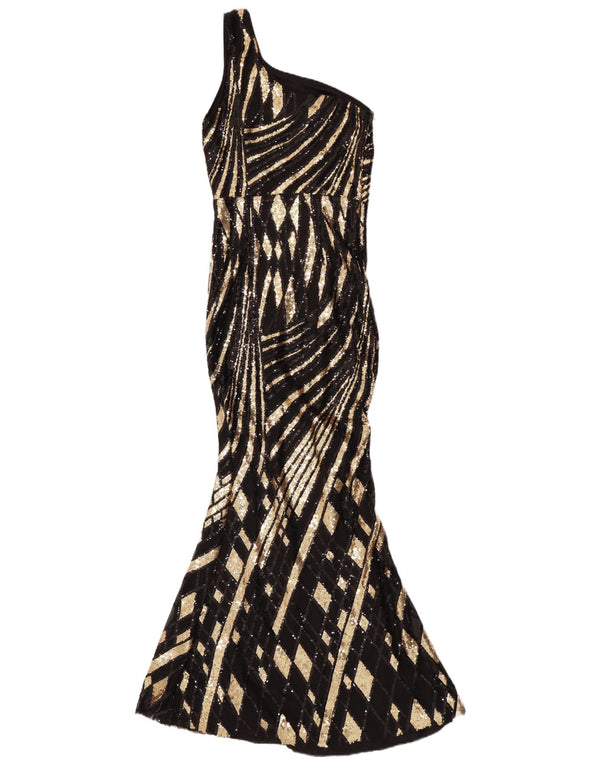 Faeriesty Womens Maxi One Shoulder Mermaid Dress UK 4 XS Black Geometric