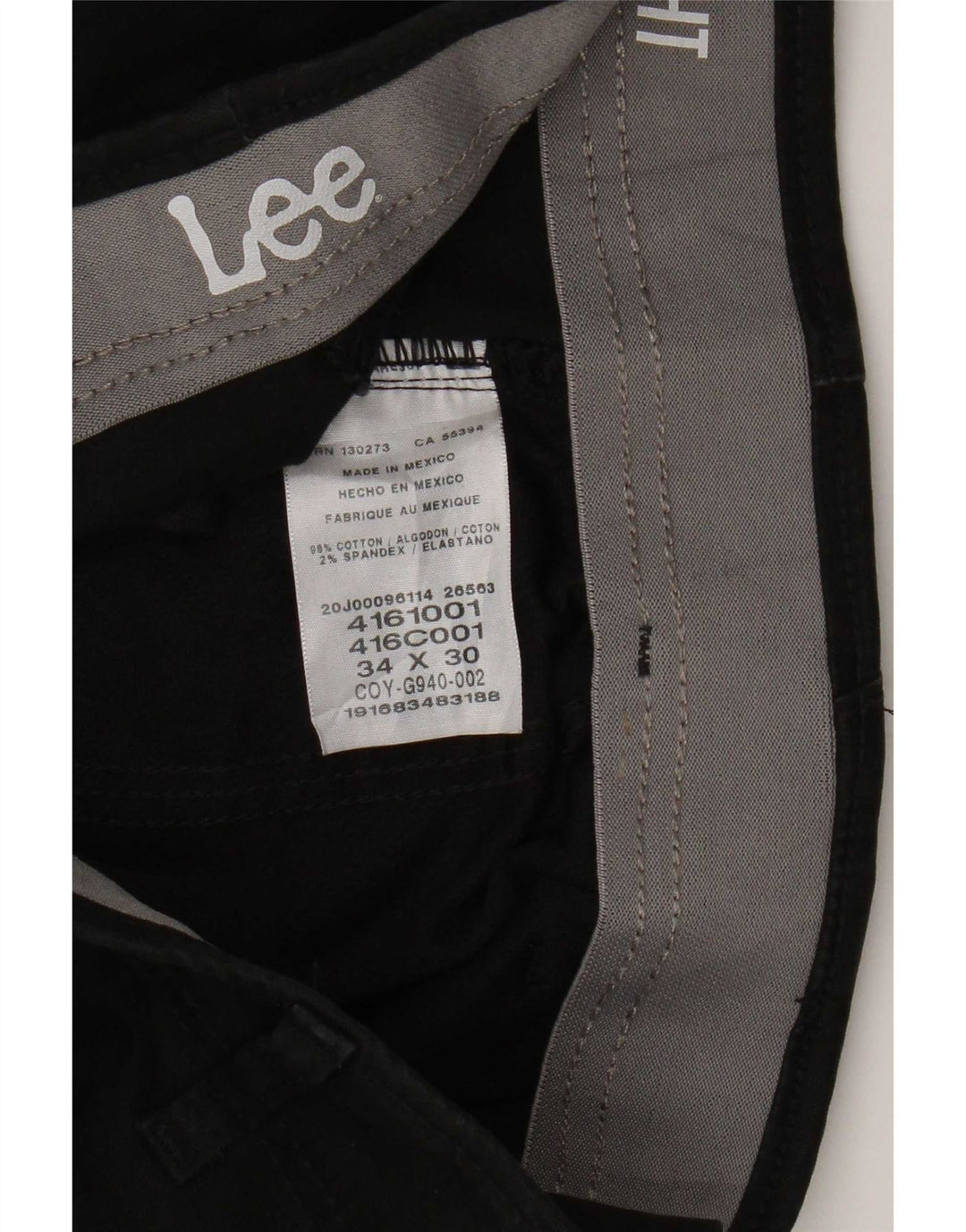Lee Straight Chino-bukser til mænd W34 L30 Sort bomuld