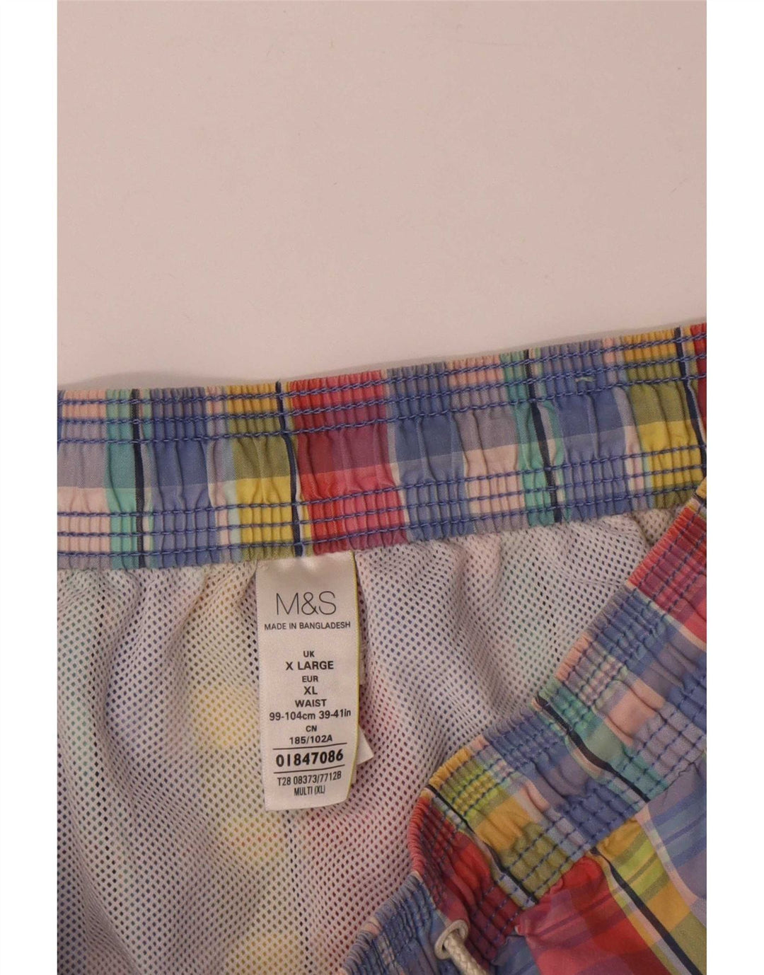 Marks & Spencer Badeshorts til mænd XL Flerfarvet plaid bomuld