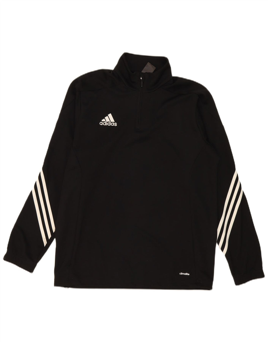 Adidas Herre Climalite Pullover med lynlås-hals Træningsdragt Top Stor sort polyester