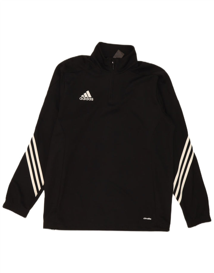 Adidas Herre Climalite Pullover med lynlås-hals Træningsdragt Top Stor sort polyester