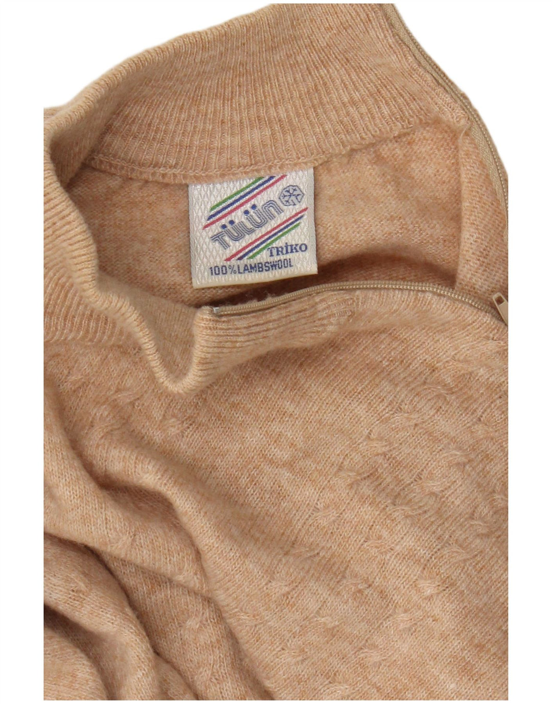 Vintage Dame Turtle Neck Sweater UK 16 Stor brun lammeuld